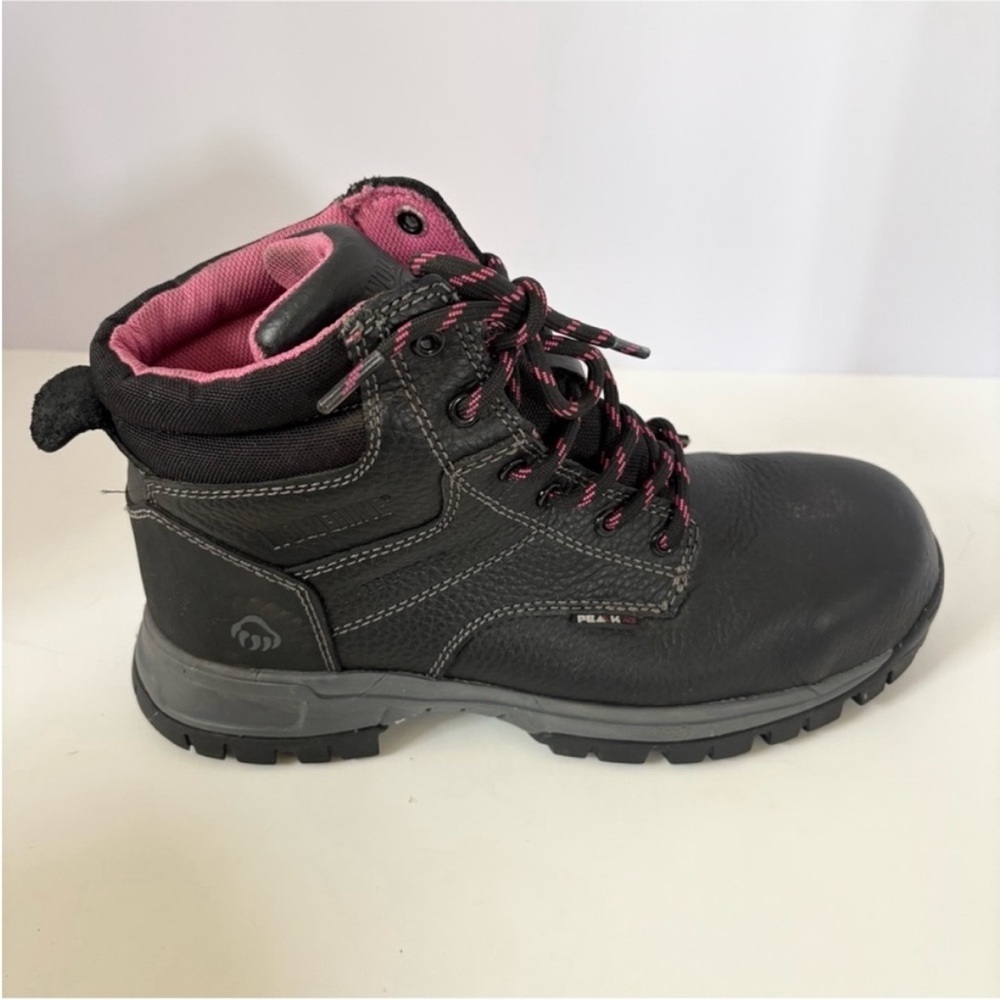 Wolverine Waterproof Work Boots Composite Toe Piper Leather Black Pink Size 8 - Picture 5 of 14